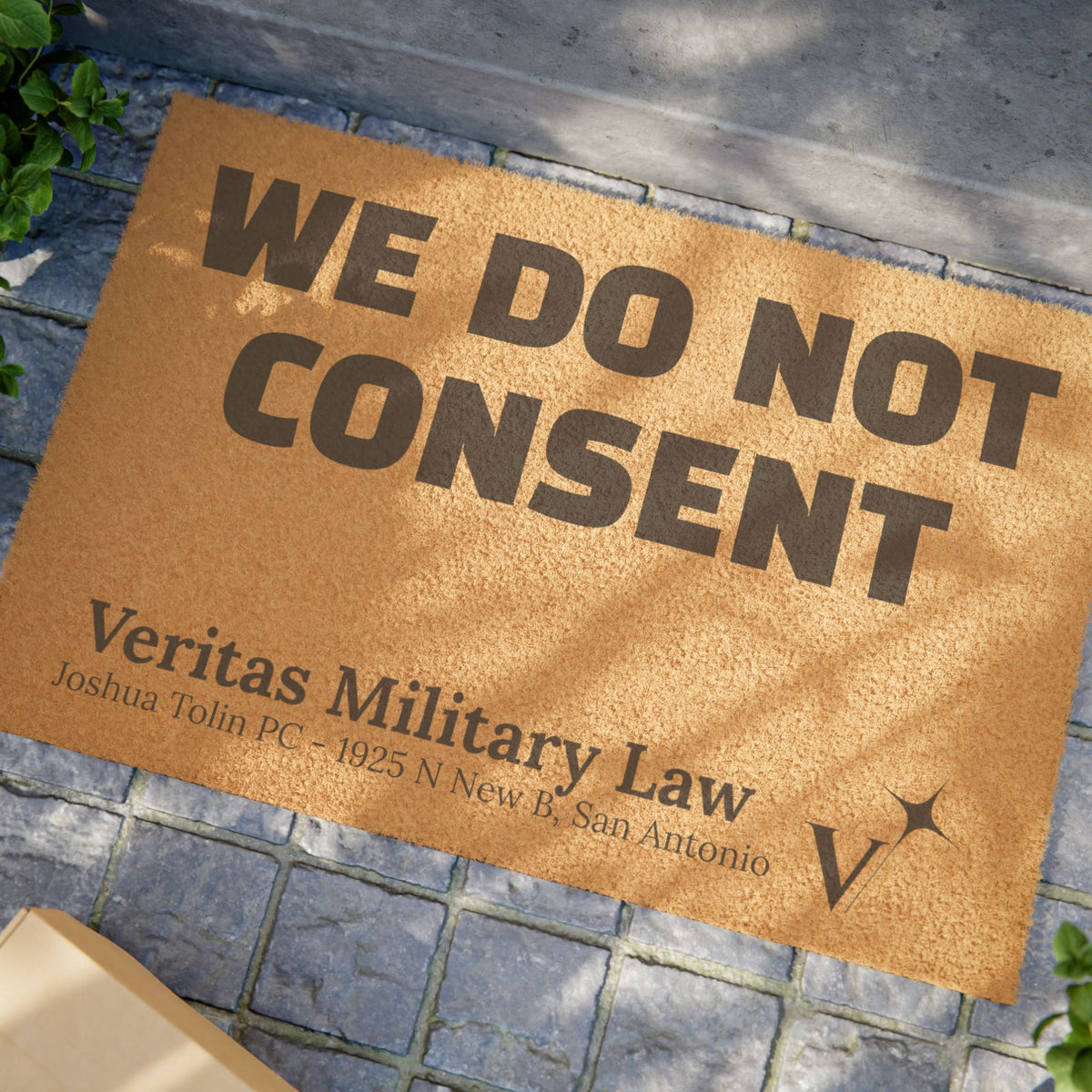 Doormat - "We Do Not Consent" Fourth Amendment Coir Welcome Mat (Veritas Military Law)