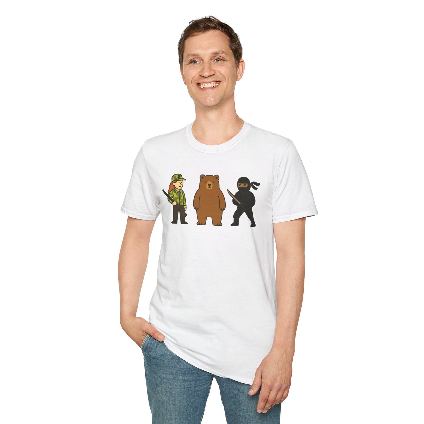 Hunter Bear Ninja Unisex Softstyle T-Shirt