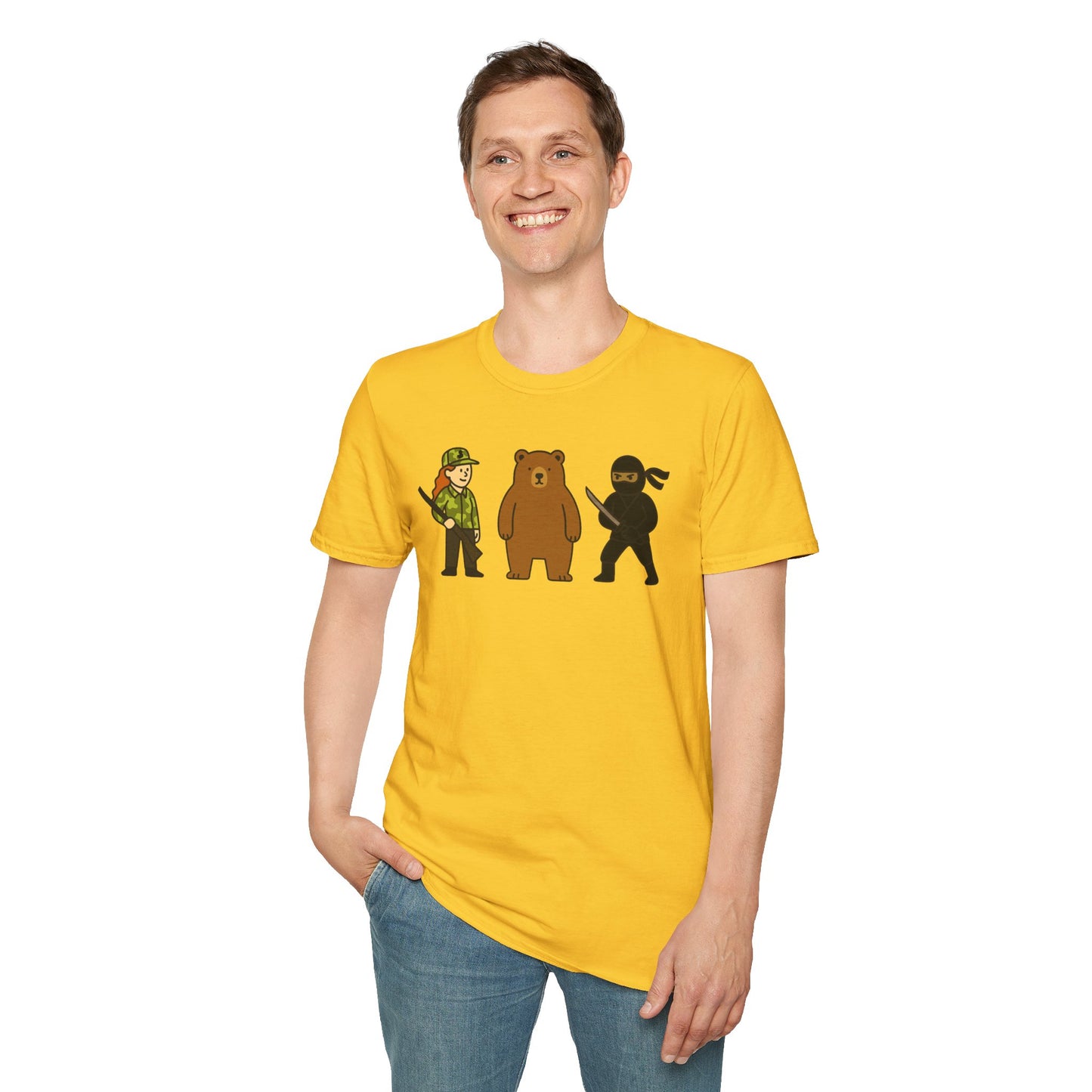 Hunter Bear Ninja Unisex Softstyle T-Shirt
