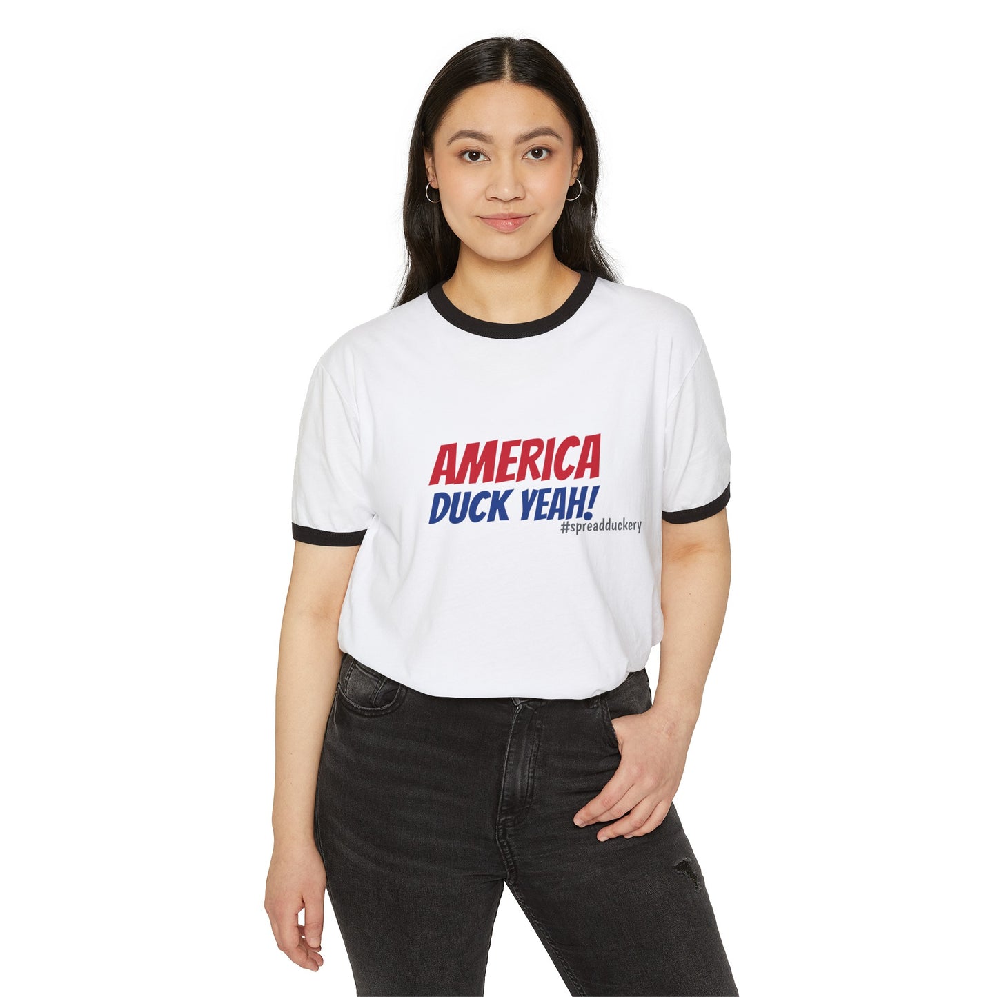 America, Duck Yeah! Cotton Ringer T-Shirt