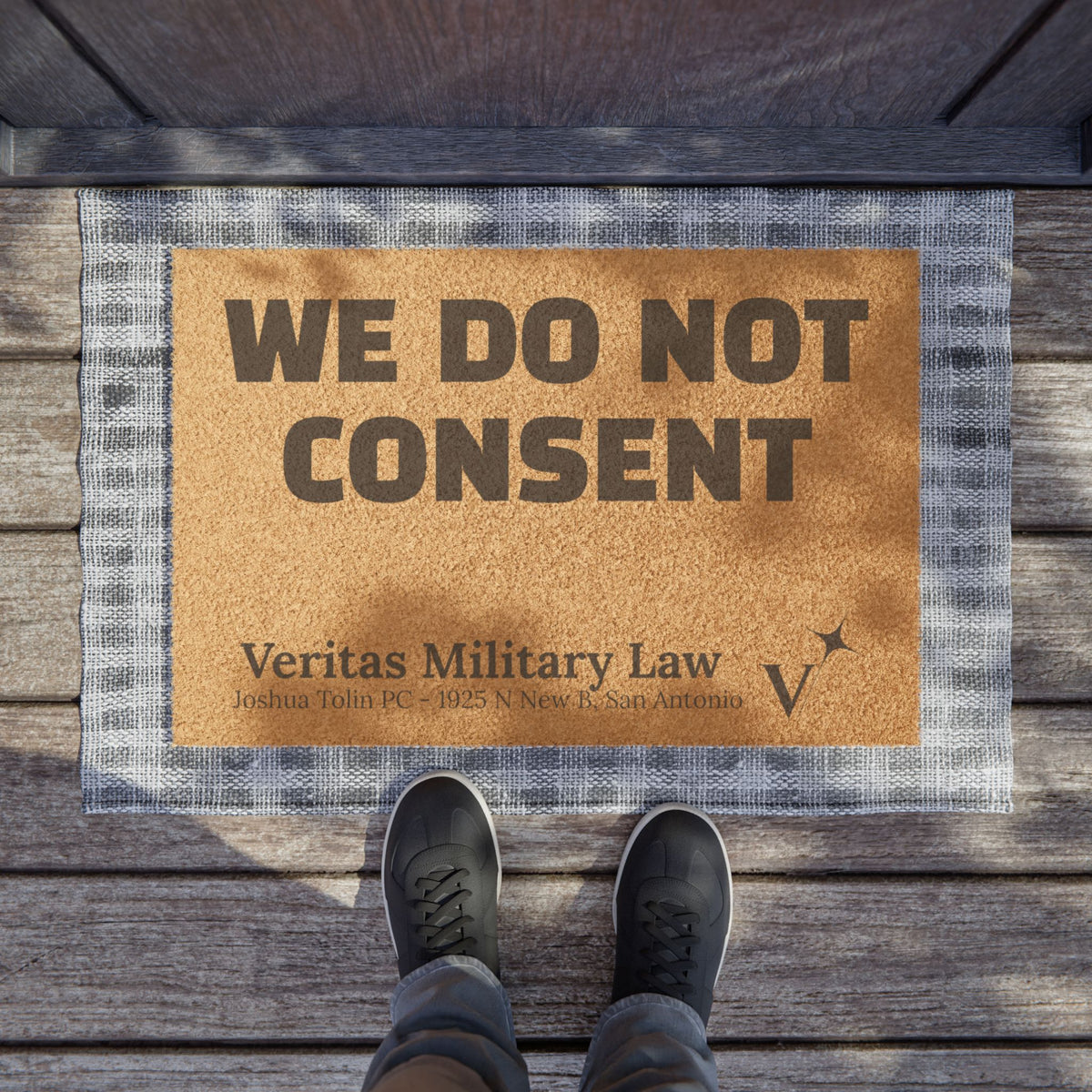 Doormat - "We Do Not Consent" Fourth Amendment Coir Welcome Mat (Veritas Military Law)
