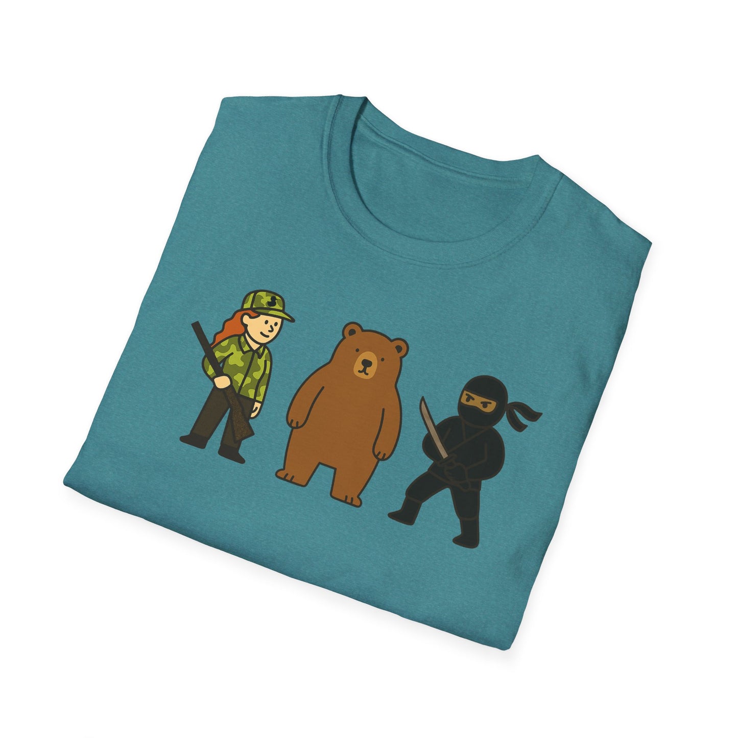 Hunter Bear Ninja Unisex Softstyle T-Shirt