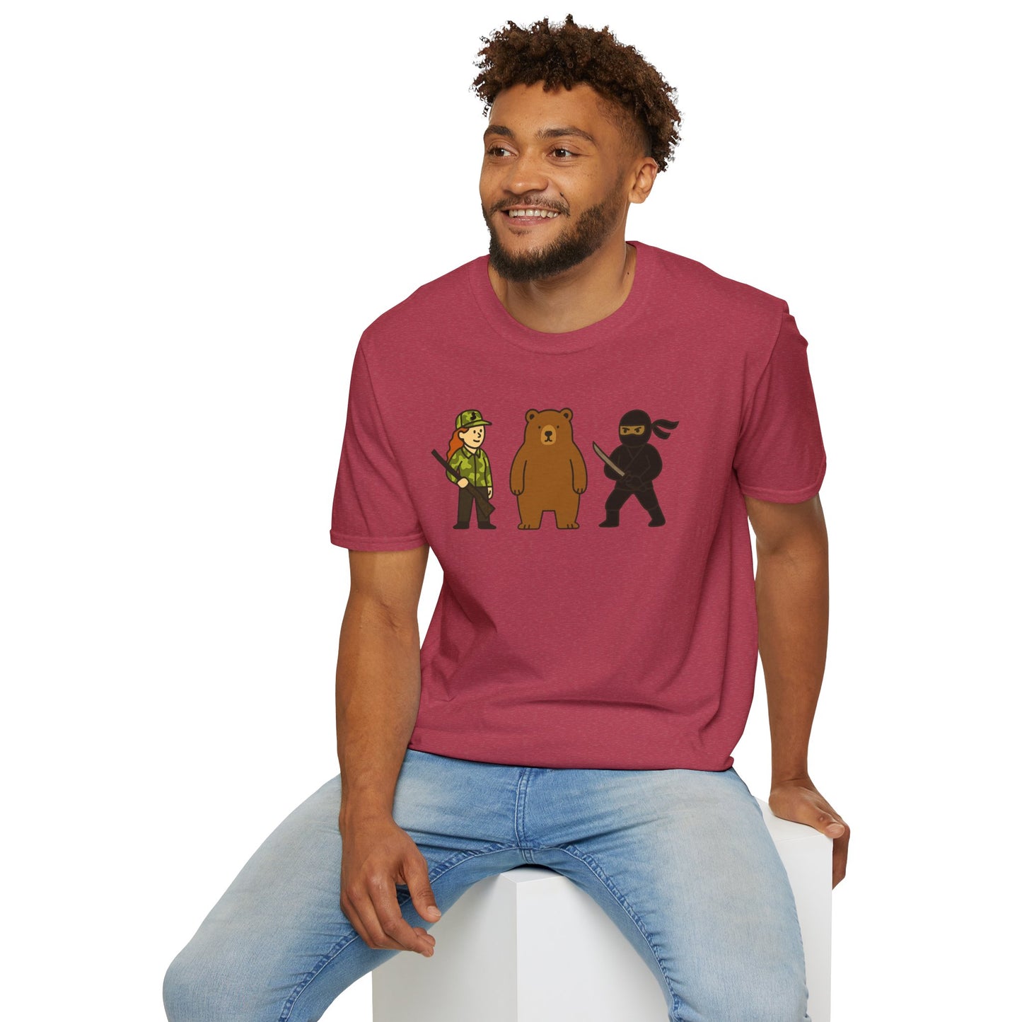 Hunter Bear Ninja Unisex Softstyle T-Shirt
