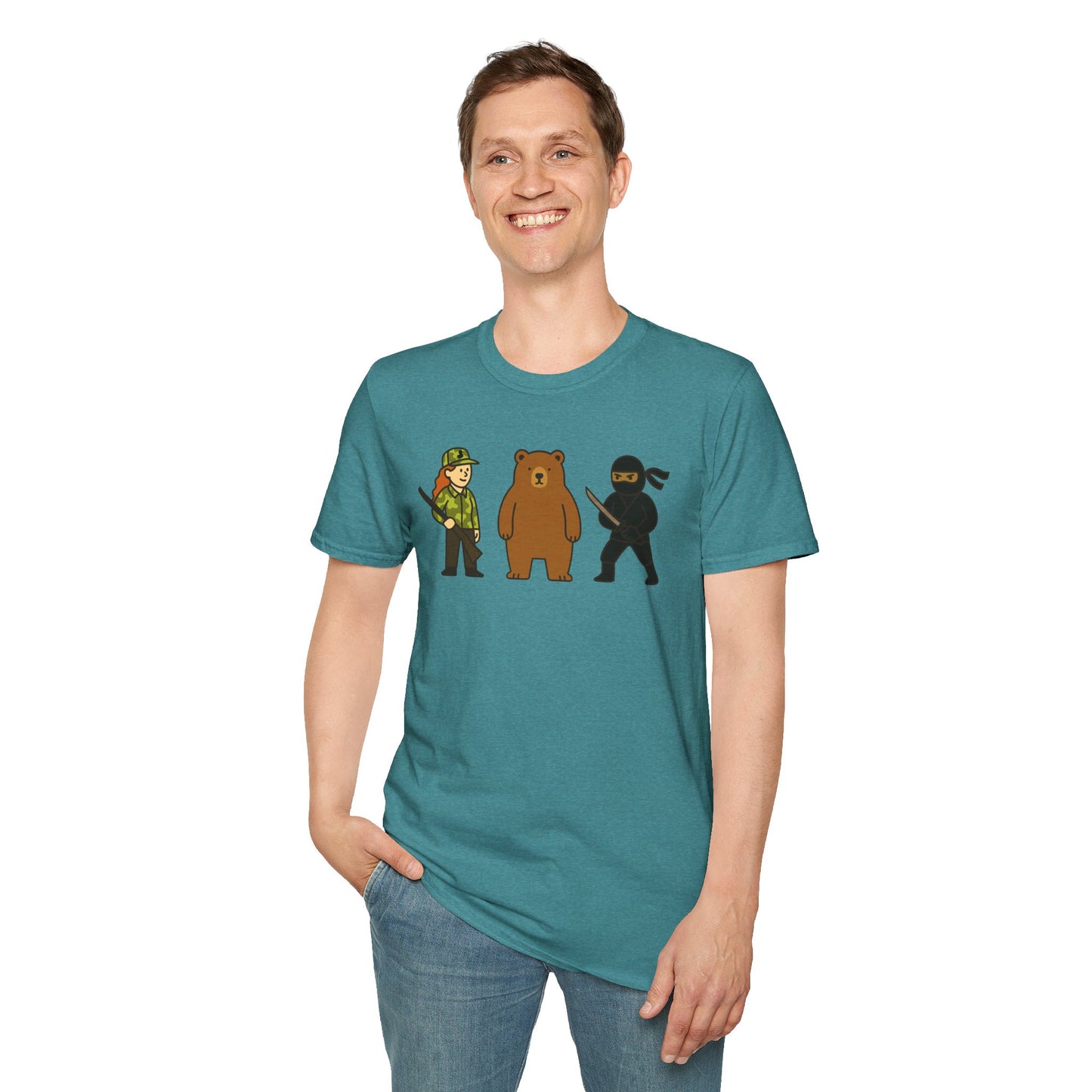 Hunter Bear Ninja Unisex Softstyle T-Shirt