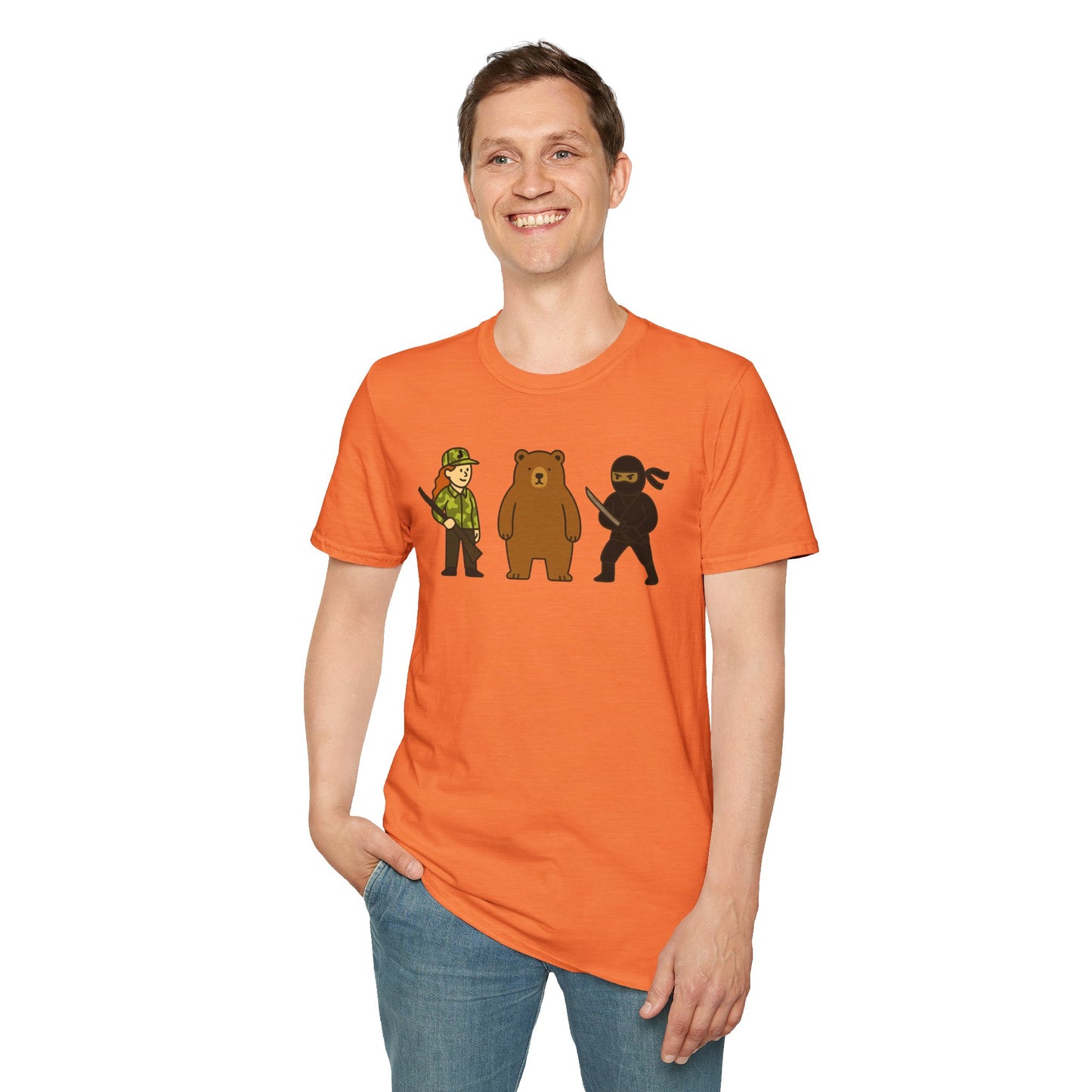 Hunter Bear Ninja Unisex Softstyle T-Shirt