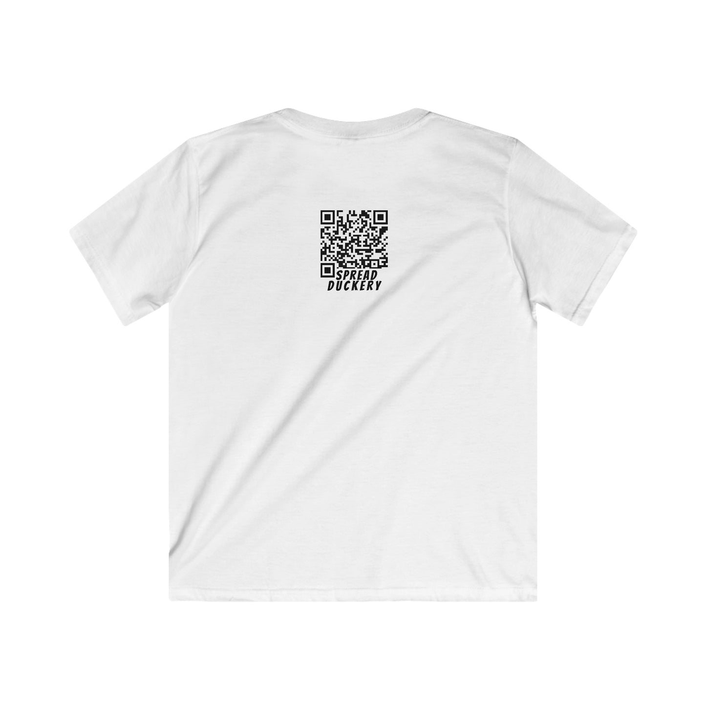 Spread Duckery QR Code Only on Back - Kids Softstyle Tee