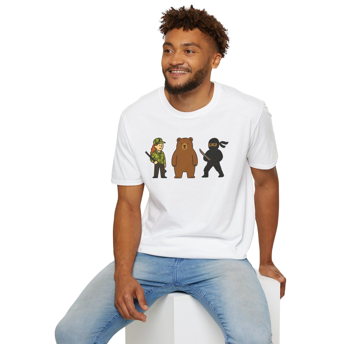 Hunter Bear Ninja Unisex Softstyle T-Shirt