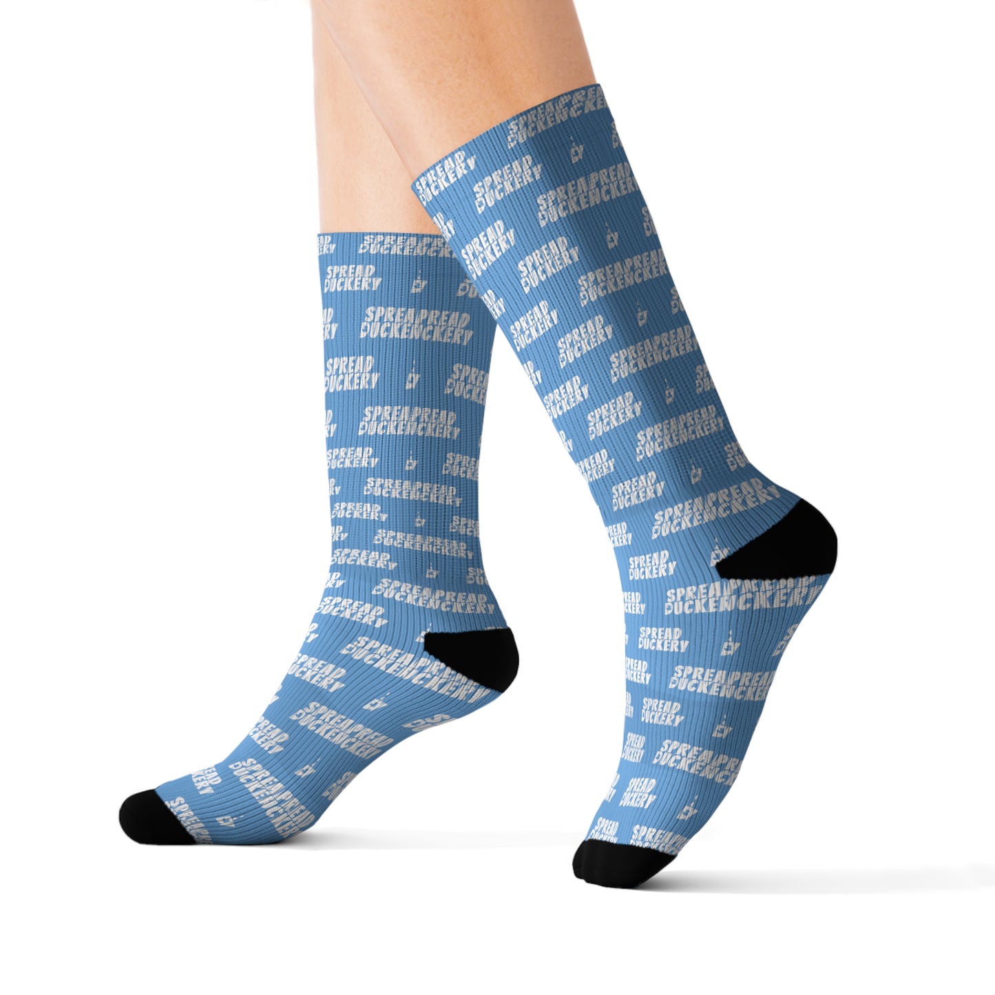 Spread Duckery Socks Light Blue and White