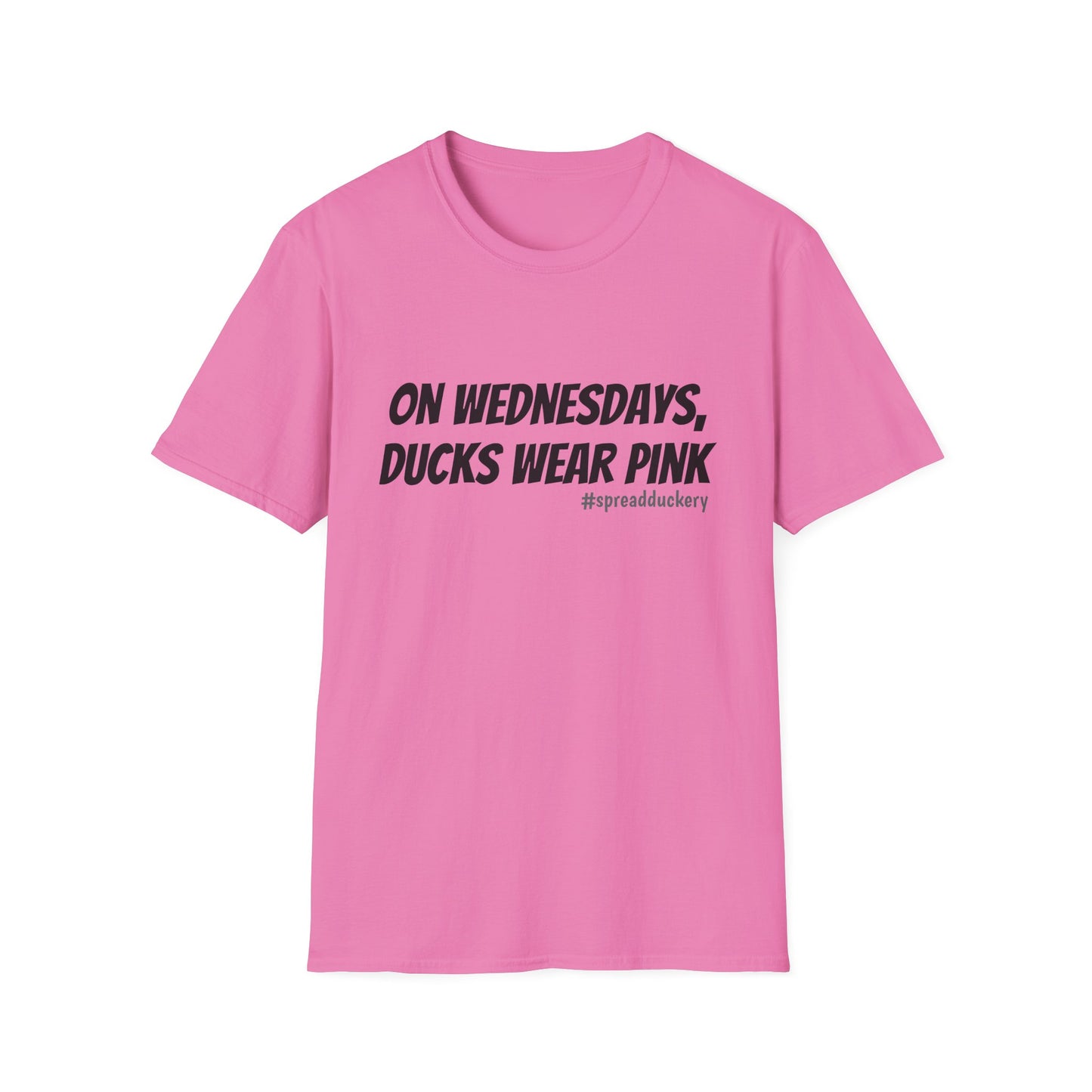 On Wednesdays, Ducks Wear Pink Unisex Softstyle T-Shirt