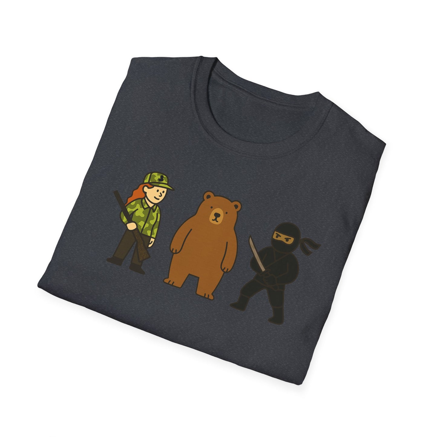 Hunter Bear Ninja Unisex Softstyle T-Shirt