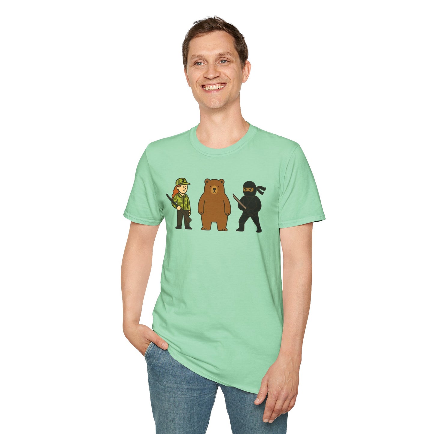 Hunter Bear Ninja Unisex Softstyle T-Shirt
