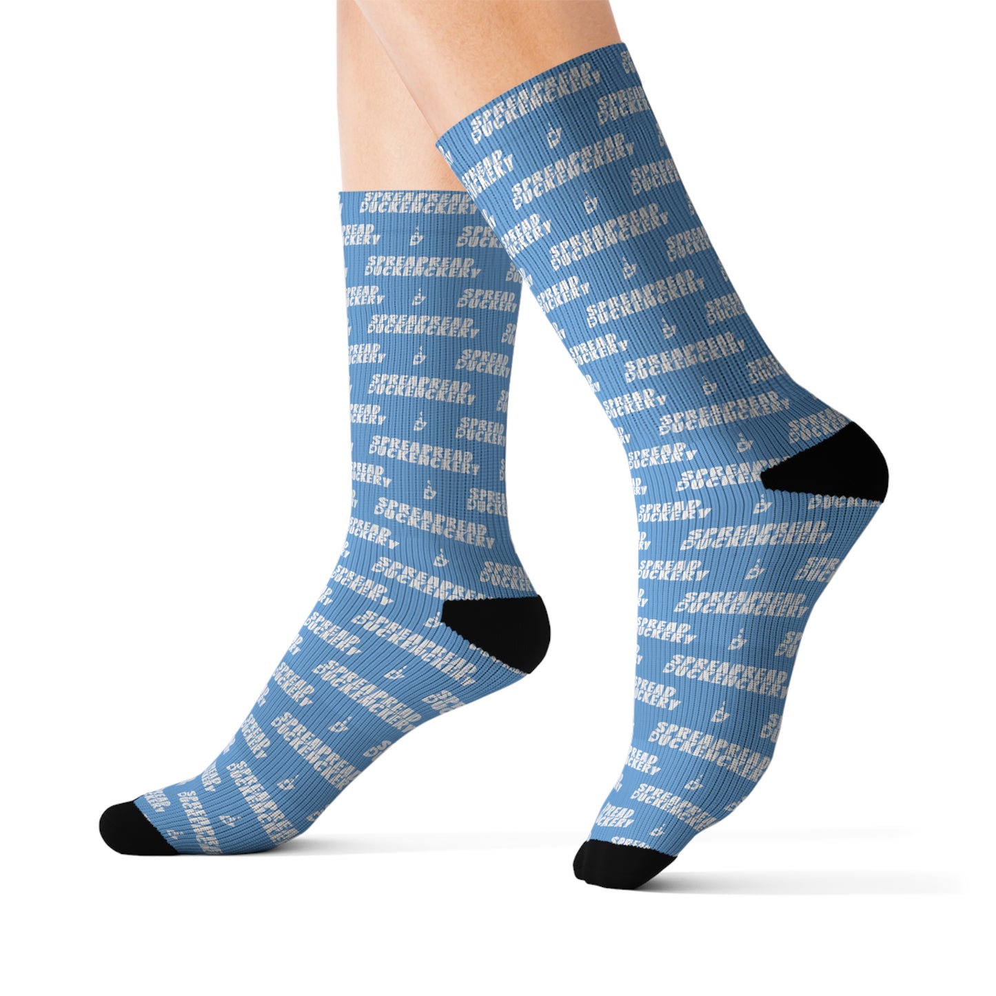 Spread Duckery Socks Light Blue and White