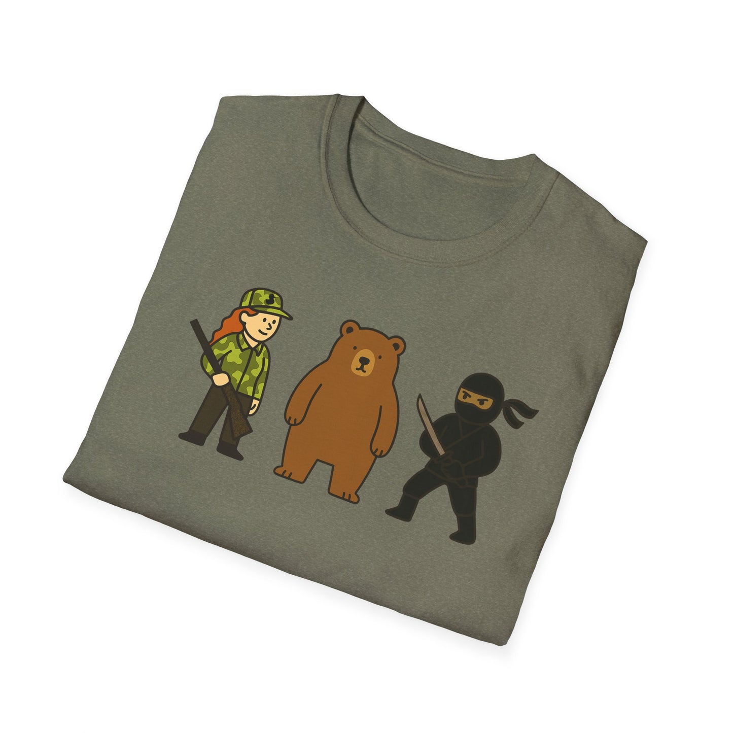 Hunter Bear Ninja Unisex Softstyle T-Shirt