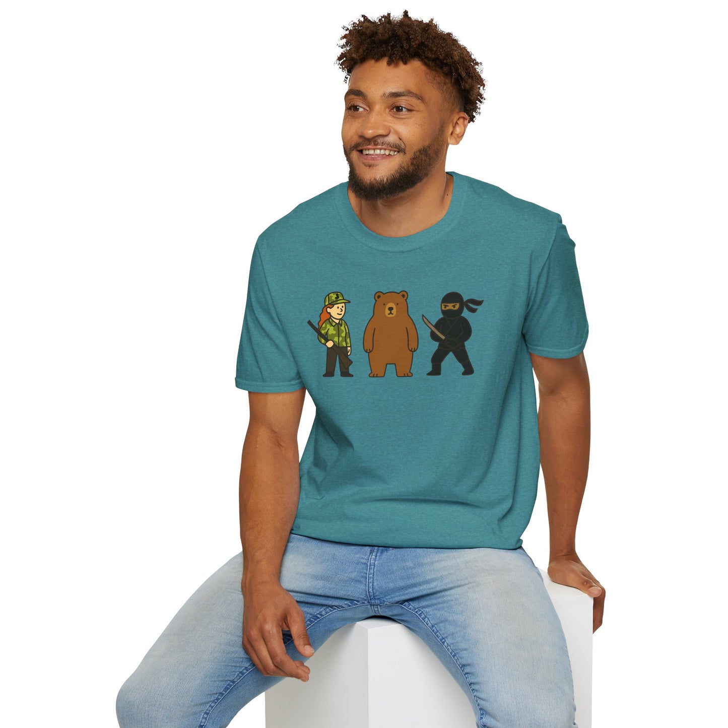 Hunter Bear Ninja Unisex Softstyle T-Shirt